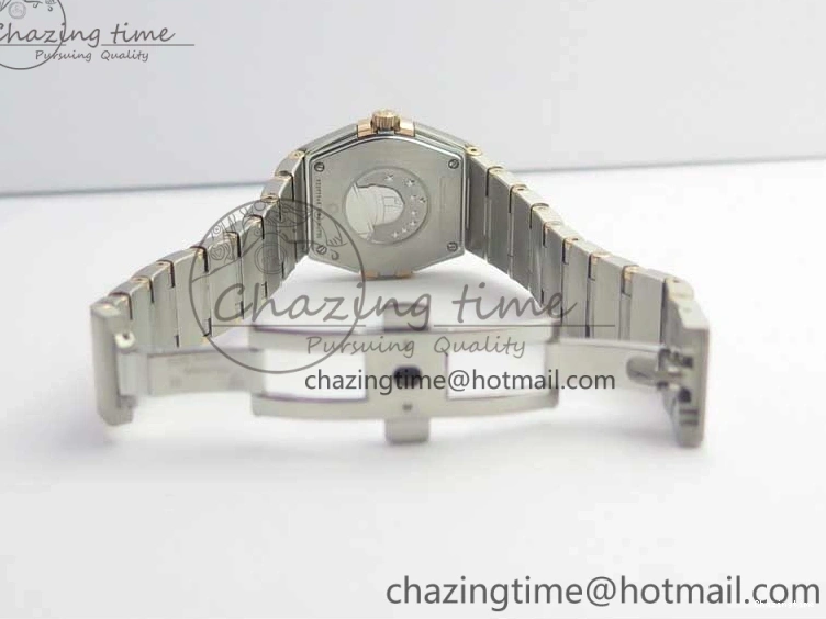 0212 NewStyle Constellation Ladies 27mm ZF 1:1 Best Edition SS RG White MOP Dial Diamonds Bezel & Markers on SS RG Bracelet ETA Quartz 7943